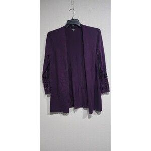 Alfani Womens Petite Gilded Plum Purple Open Front Cardigan Size PM